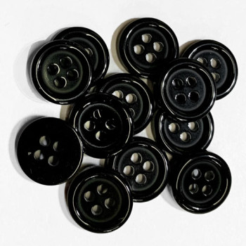 BB-2144-D Black 4-Hole Shirt and Blouse Button, 12mm - Priced by the Dozen