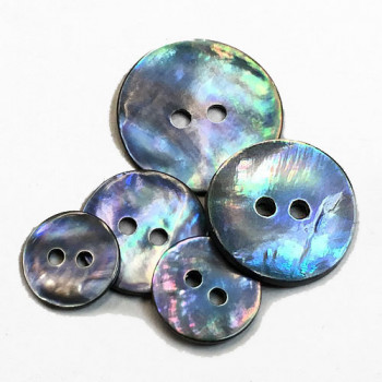 BL-110 Blue Smoke Agoya Shell Button - 5 Sizes, Sold by the Dozen