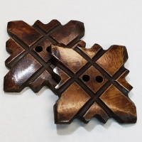 BN-065 Hand Stained Brown Carved Bone Button