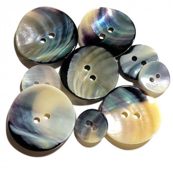 BU-110 Blue Mussel Shell Button - 6 sizes, Sold by the Dozen