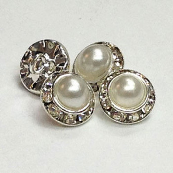 C-1337- Pearl and Crystal Rhinestone Button - 3 Sizes