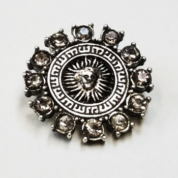 C-1346 - Antique Silver and Smoke Crystal Rhinestone Button C-1346 - Antique Silver and Smoke Crystal Rhinestone Button