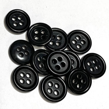 CZ-40 - Black, Genuine Corozo Sport Shirt Button, 2 Sizes - Priced by the Dozen