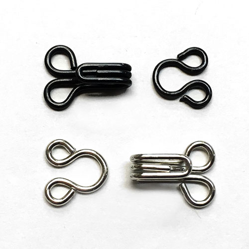 FSN-01-Metal Hook and Eye, Black or Silver - 2 Sizes - Sold in Sets of 10