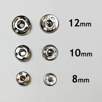 FSN-02 Metal, 2 -Pc Sew-on Snaps, 3 Sizes - Sold by the Dozen