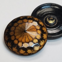 G-1201-Black and Gold Glass Button, 1-1/8"