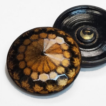G-1201-Black and Gold Glass Button, 1-1/8"
