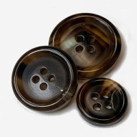 GH-06 Brown Genuine Horn Suit Button, 3 Sizes