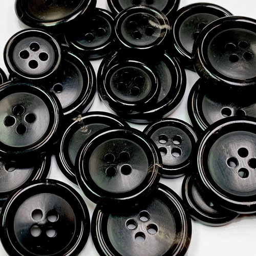 GH-07 Black Genuine Horn Suit Button, 4 Sizes