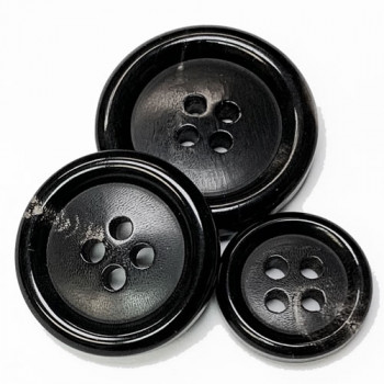 GH-07 Black Genuine Horn Suit Button, 3 Sizes
