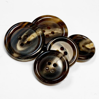 GH-08 - Mottled Brown Genuine Horn Suit Button, 2 Sizes