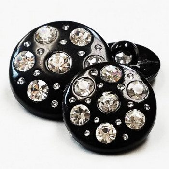 HC-300-Black Button with Crystal Rhinestones, 3 Sizes