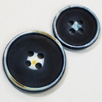 HNX-155-Navy Weathered Horn Look Button, 2 Sizes