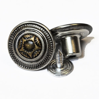 JB-14 - Antique Nickel / Antique Brass, Jean Button, 17mm - Sold by the Dozen