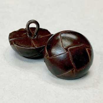L-1395 Antique Brown Leather Button, 3/4"