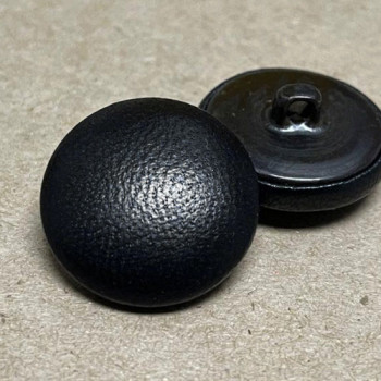 L-8412 Black Leather Covered Button - 6 Sizes