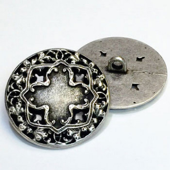 M-033 - Antique Silver Vintage Cross Look Metal Fashion Button 