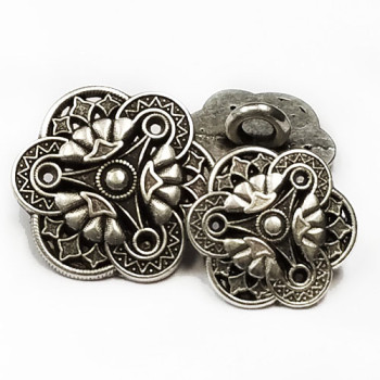 M-045 Antique Silver Metal Fashion Button, 2 Sizes M-045 Antique Silver Metal Fashion Button, 2 Sizes