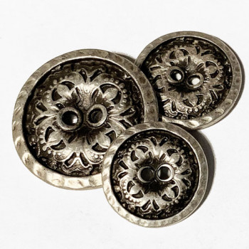 M-076-Etched Metal Button, 3 Sizes 
