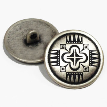M-1110  Southwestern Style, Antique Silver Metal Button, 5/8"