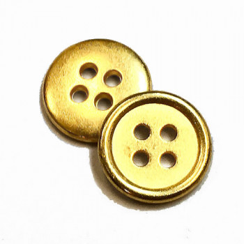 M-1206-Bright Gold 4-Hole Shirt Button, 1/2 - Sold by the dozen