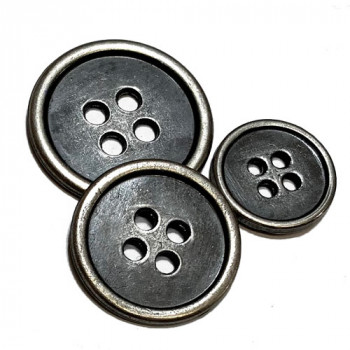 M-1209 Antique Silver Metal Button, 3 Sizes