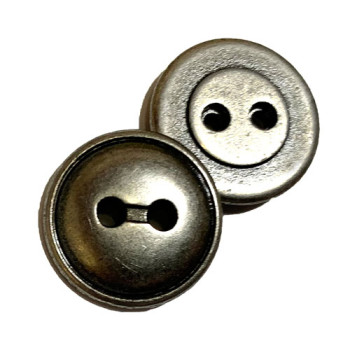M-1213 - Antique Nickel, Metal 2-Hole Button, 2 Sizes