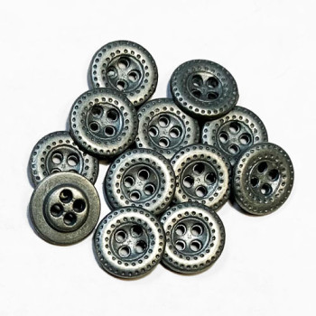 M-1219-D Metal 4-Hole Shirt or Blouse Button in Pewter Finish, 1/2" - Priced per Dozen