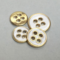 M-1262 Gold with White Epoxy Shirt Button - in 3 Sizes