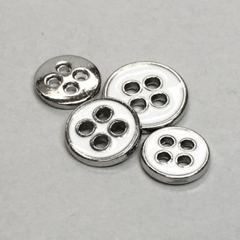 M-1263 Silver with White Epoxy Shirt Button - 3 Sizes