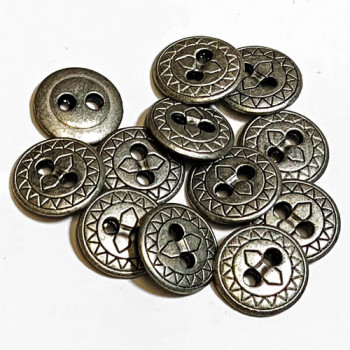 M-1266-D  Antique Silver Metal Shirt Button, 7/16" - Priced per Dozen 