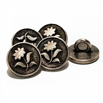 M-1276-D Metal Flower Button, 7/16" -  Priced by the Dozen.