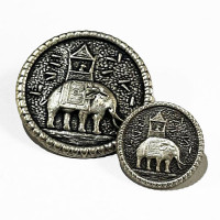 M-1416 - Elephant Design Metal Button with Shank, 2 Sizes