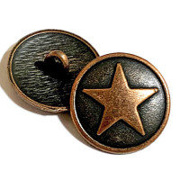 M-178-B  Metal Antique Copper 5-Point Star Button, 13/16" 