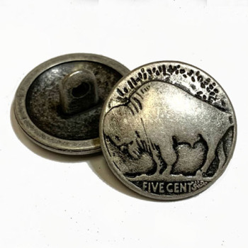 M-186-Buffalo Nickel Metal Button - 2 Sizes