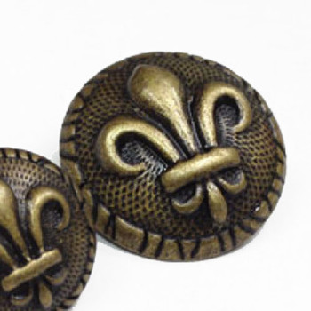 M-1877 Antique Brass Fleur de Lis Button, 13/16"