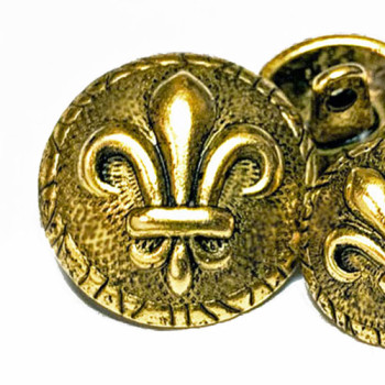 M-1881 Antique Gold Fleur de Lis Button, 13/16" M-1881 Antique Gold Fleur de Lis Button, 13/16"