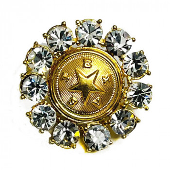 M-1920RH  Rhinestone Gold State of Texas Buttons,1-1/8"