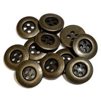 M-1956-D - Antique Brass Metallic Button, 5/8" - Priced per Dozen 