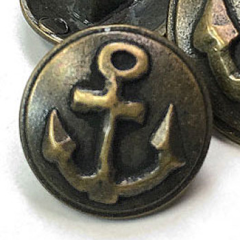 M-2007-Old Brass Anchor Button, 5/8"