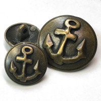 M-2007-Old Brass Anchor Button, 2 Sizes 