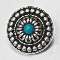 M-3165 Antique Silver and Turquoise Button, 7/8"