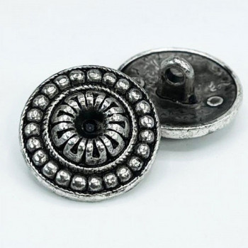 M-3166 Antique Silver Metal Button,  7/8"