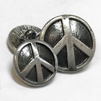 M-3480 Metal Peace Sign Button, 2 Sizes 