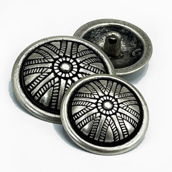 M-5145 Antique Silver Metal Fashion Button, 7/8"
