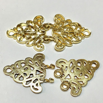 M-6071  Two-Piece, Gold Metal Hook and Eye Frog Closure