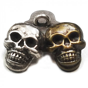 M-6218-Metal Skull Button, in Antique Silver or Antique Brass - 2 Sizes 