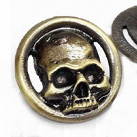 M-6219-Large Metal Skull Button, 1-1/8" - Antique Gold