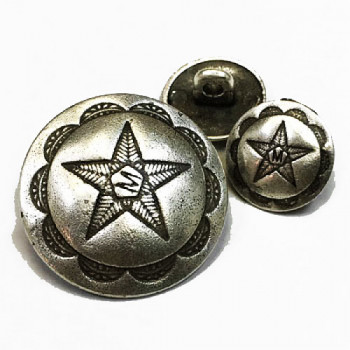 M-7720 - Antique Silver Metal Button - 2 Sizes