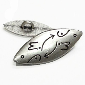 M-7819-Matte Antique Silver Metal Toggle Button, 2 Sizes M-7819-Matte Antique Silver Metal Toggle Button, 2 Sizes